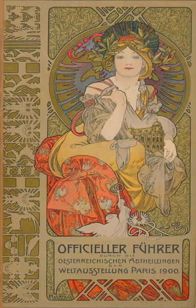 Alphonse Mucha magnificent frontispiece for the Austrian Pavilion Brochure at Paris 1900 World Fair