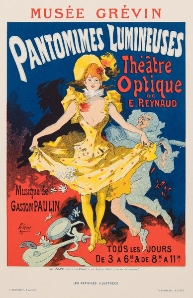 Jules Cheret Original Lithograph 1896 Pantomimes Lumineuses Les Affiches Illustrees