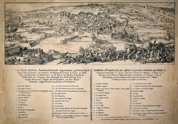 SIEGE OF ATHLONE 1691 WITH DUTCH & FRENCH NARRATIVE limited 2020 edition lithograph