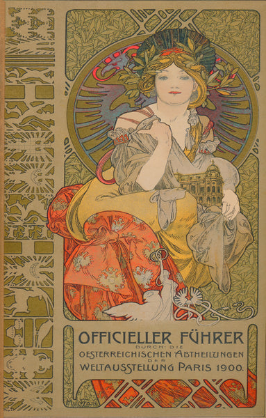Alphonse Mucha magnificent  frontispiece for the Austrian Pavilion Brochure at Paris 1900 World Fair