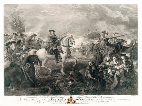 THE BATTLE OF THE BOYNE  1690  line engraved by John Hall  1781 historical engraver to George III limited edition new lithograph