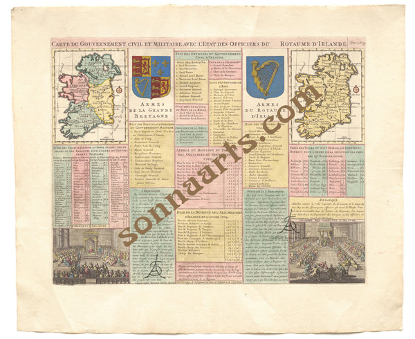 French Civil and Military Intelligence Map of Ireland 1708