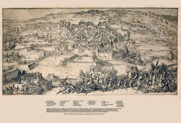SIEGE OF ATHLONE 1691 WIDE BATTLE SCENE ENGRAVING Limited Edition